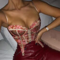 Printed Corset Top | Silk Suspender Style Bustier Top - Image 6