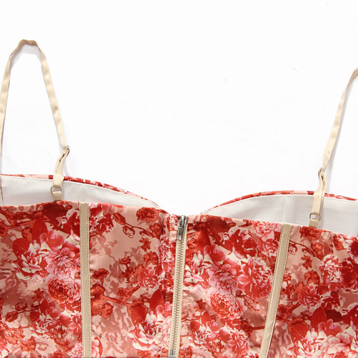 Printed Corset Top | Silk Suspender Style Bustier Top - Image 3