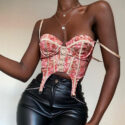 Printed Corset Top | Silk Suspender Style Bustier Top - Image 5