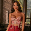 Printed Corset Top | Silk Suspender Style Bustier Top - Image 7