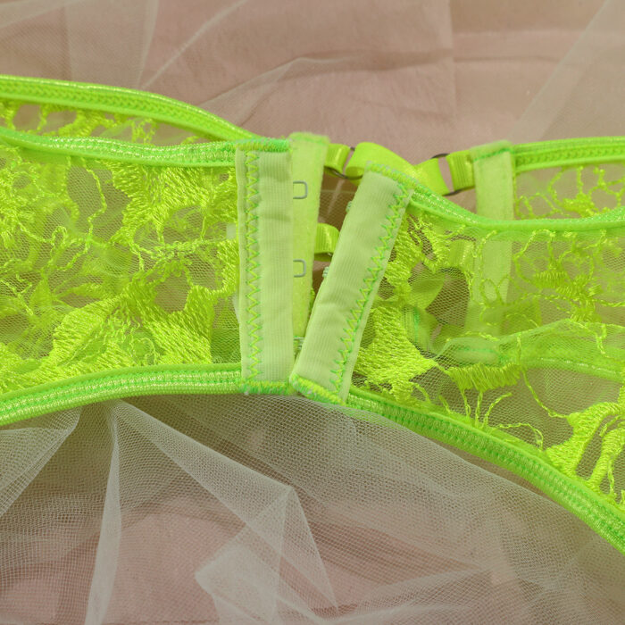 Label Lust Ignite your allure with the Blushing & Luminescent Neon Intimate Lingerie Set with Chained Garter. This flirtatious set, featuring a charming garter belt and leg loops, adds a playful twist to intimate moments.