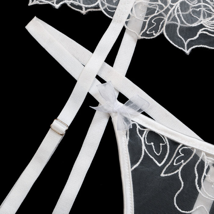 Label Lust Indulge in ethereal allure with the Angelic Bridal Lace Lingerie Set with Garter Belt | Flirty Floral, featuring a Garter Belt. This designer ensemble is a celebration of sophistication and floral elegance for enchanting intimate moments.