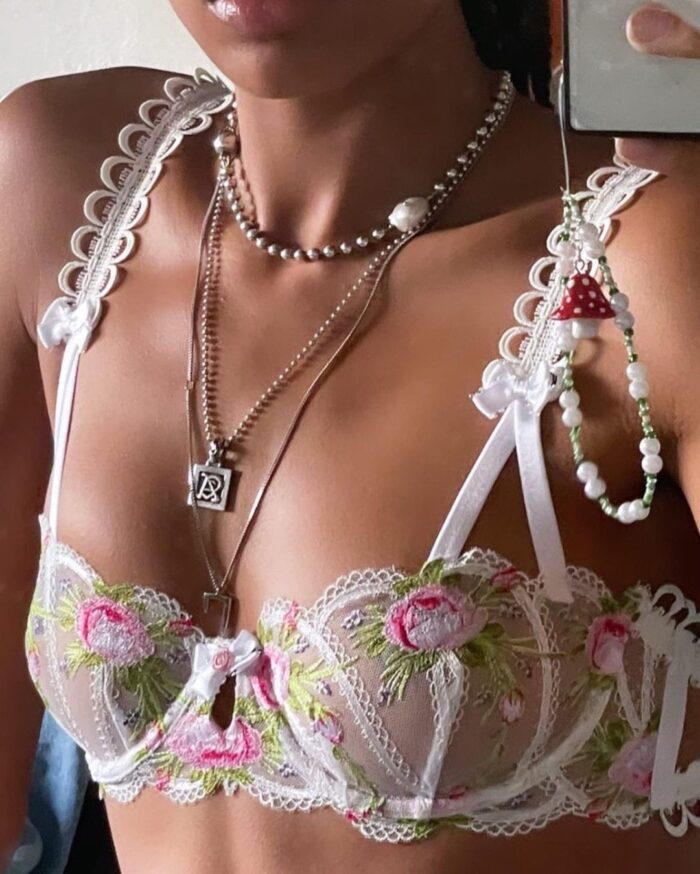 Embroidered Bra & Panty Set & Garter Belt | Angelic Whispers - Image 8