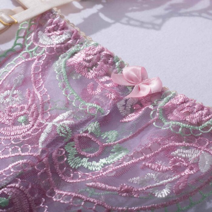 Label Lust Discover enchantment with the Appealing Bra Panty Garter Set | Whimsical Fantasy Wear, featuring Elegant Garter-Leg Loops. This designer ensemble is a celebration of whimsy and sophistication for unforgettable intimate moments.
